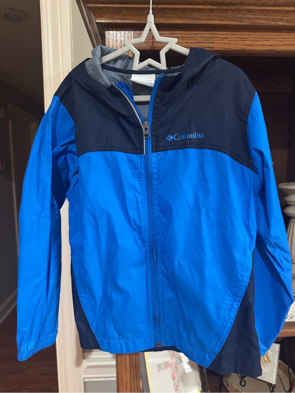 Columbia Kids Blue and Navy Hooded Rain Jacket